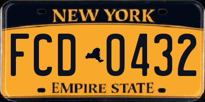 NY license plate FCD0432