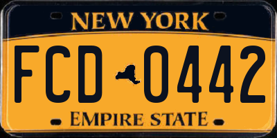 NY license plate FCD0442