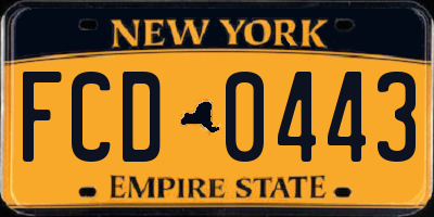 NY license plate FCD0443