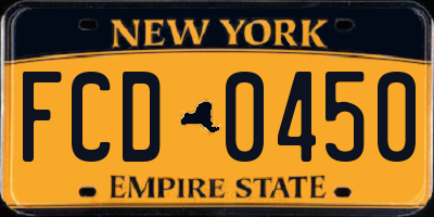 NY license plate FCD0450