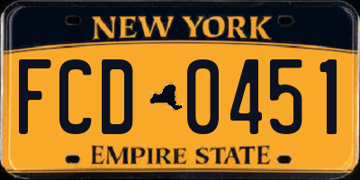 NY license plate FCD0451