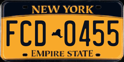 NY license plate FCD0455