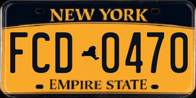 NY license plate FCD0470