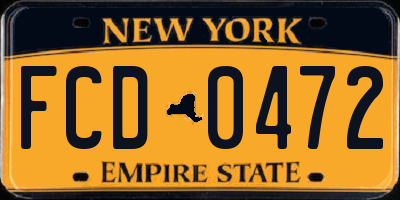 NY license plate FCD0472
