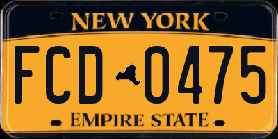 NY license plate FCD0475