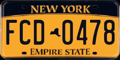 NY license plate FCD0478
