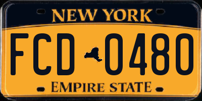 NY license plate FCD0480