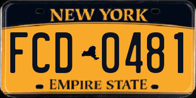 NY license plate FCD0481