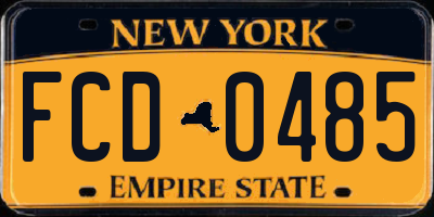 NY license plate FCD0485