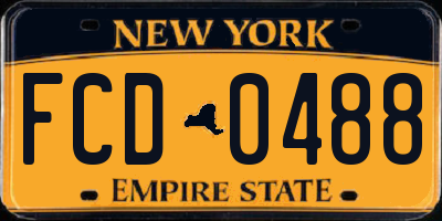 NY license plate FCD0488