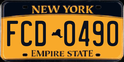 NY license plate FCD0490