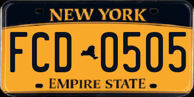NY license plate FCD0505