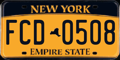NY license plate FCD0508