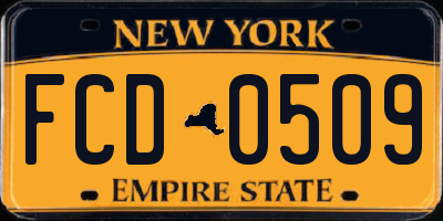 NY license plate FCD0509