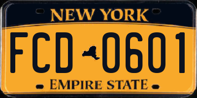 NY license plate FCD0601