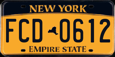 NY license plate FCD0612
