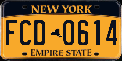 NY license plate FCD0614