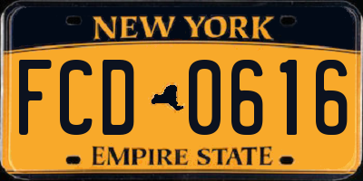 NY license plate FCD0616