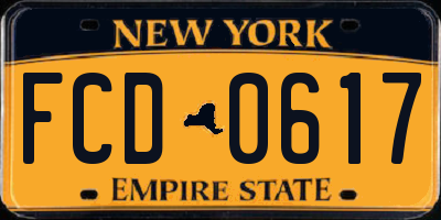 NY license plate FCD0617