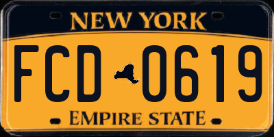 NY license plate FCD0619