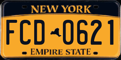 NY license plate FCD0621