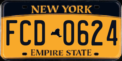 NY license plate FCD0624