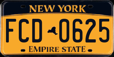 NY license plate FCD0625
