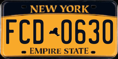 NY license plate FCD0630