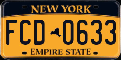 NY license plate FCD0633