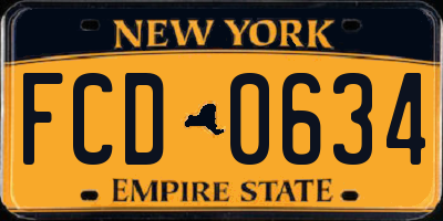 NY license plate FCD0634