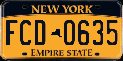 NY license plate FCD0635