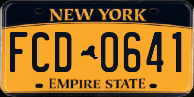 NY license plate FCD0641