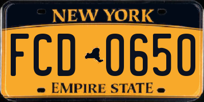 NY license plate FCD0650