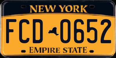 NY license plate FCD0652
