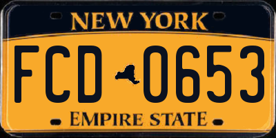 NY license plate FCD0653