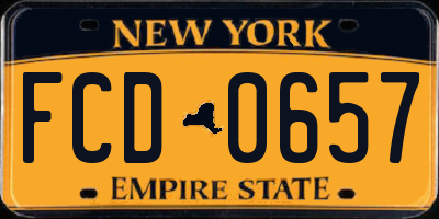 NY license plate FCD0657