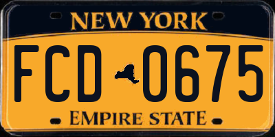 NY license plate FCD0675