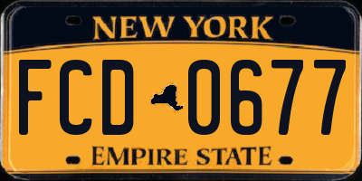 NY license plate FCD0677