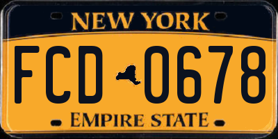 NY license plate FCD0678