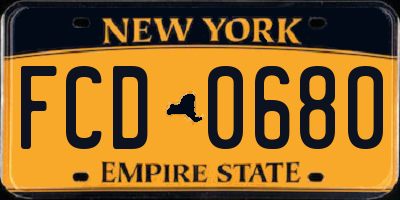 NY license plate FCD0680