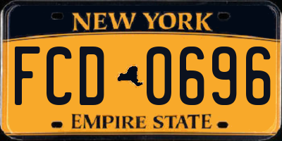 NY license plate FCD0696