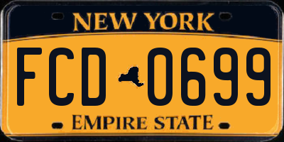 NY license plate FCD0699