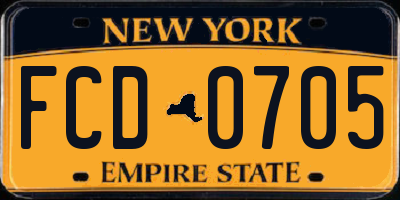 NY license plate FCD0705