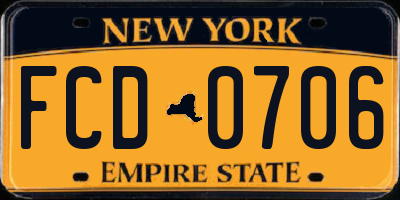 NY license plate FCD0706