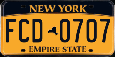 NY license plate FCD0707