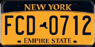 NY license plate FCD0712