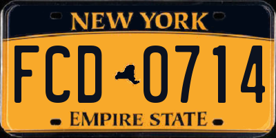 NY license plate FCD0714