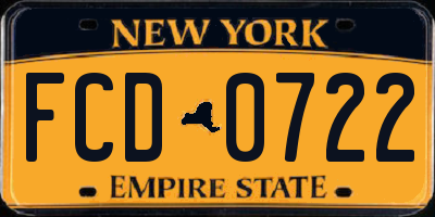 NY license plate FCD0722