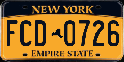 NY license plate FCD0726