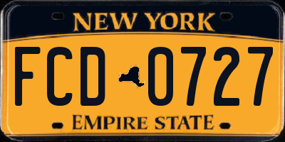 NY license plate FCD0727